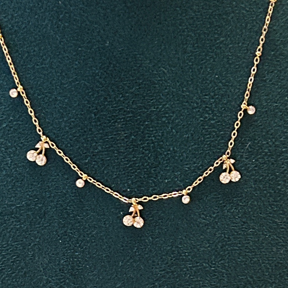 Oshena Designer Beachwear dainty Gold Cherry‎ CZ Pendant Necklace New Release! - Picture 2 of 5